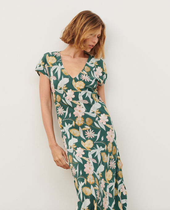 Fließendes Langekleid 0331 KAKI AUBEPINE