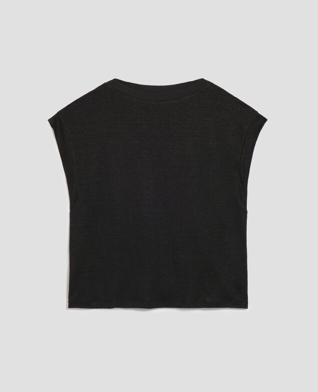 KARO - Boxy T-Shirt aus Leinen H091 black beauty