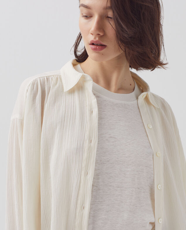 Bluse aus Plissée-Baumwolle H303 white swan
