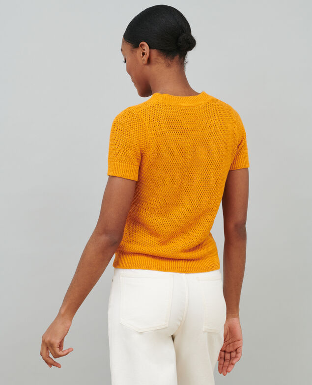 Kurzärmliger Pullover aus Leinen 23 orange