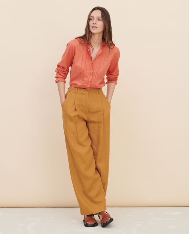 YVONNE - Weite Hose aus Leinen 36 brown 2spa396f03