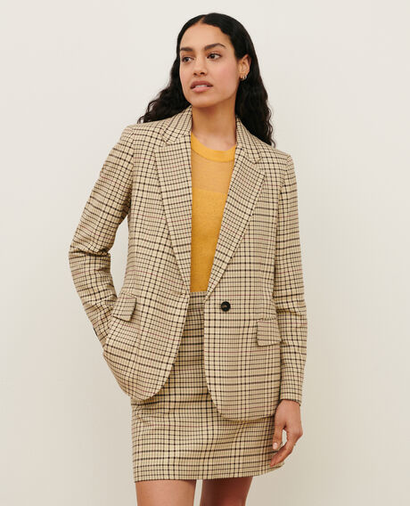 Blazer aus Mischbaumwolle 0400 cream checks 3sja272c04