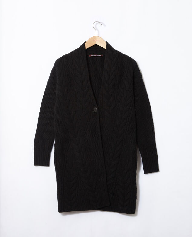 Cardigan mit Flechtdetails Schwarz
