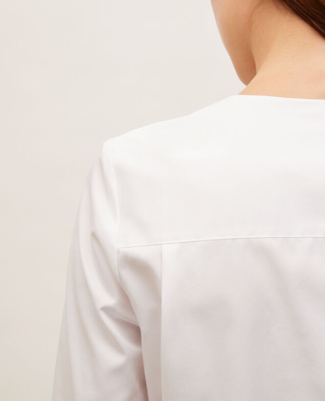 Baumwollbluse mit abnehmbarem Tuchkragen Brilliant white