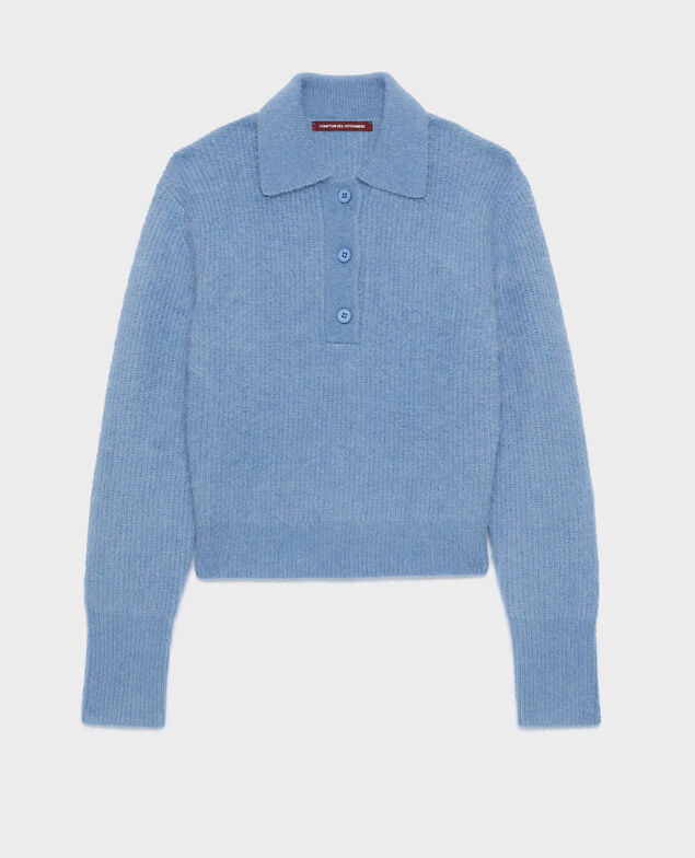 Pullover mit Polokragen aus Alpakamischwolle A601 lt blue infinity 3wju049w38