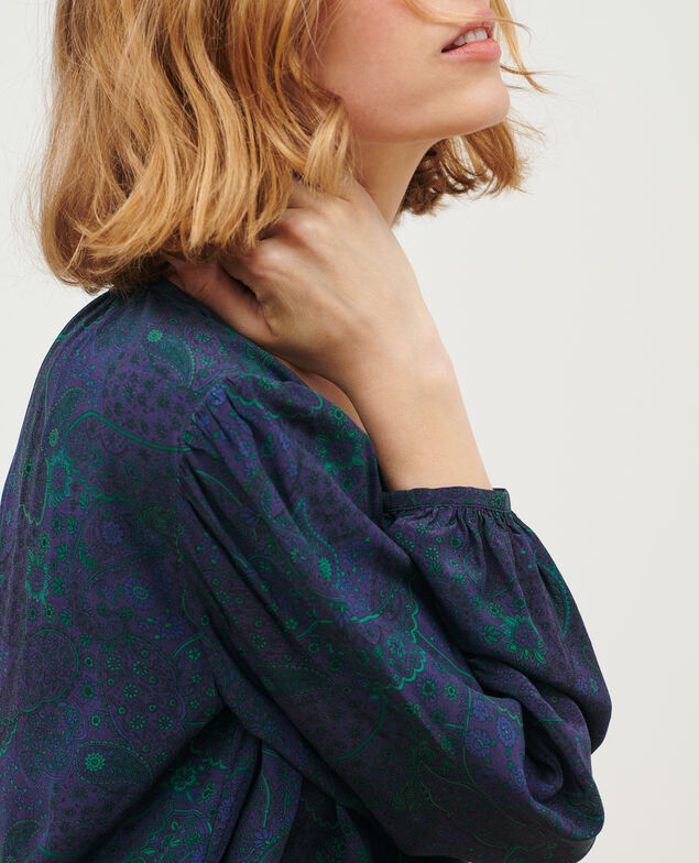 Fließende gemusterte Bluse A684 paisley navy