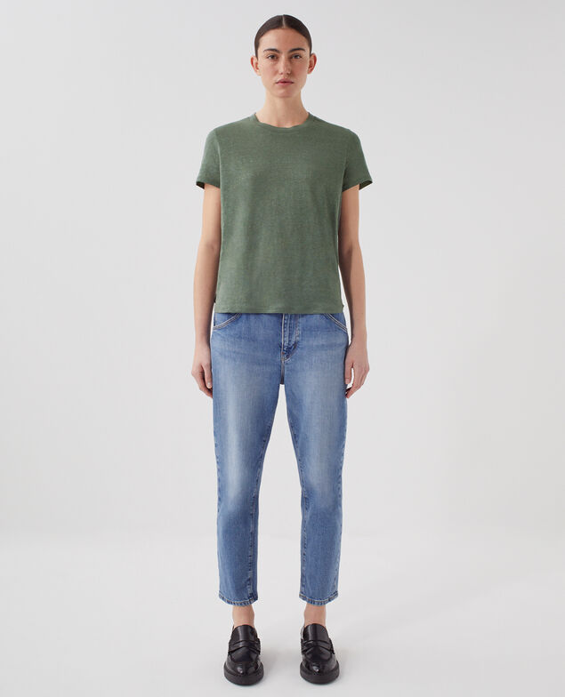 AMANDINE - T-Shirt mit Rundhalsausschnitt aus Baumwolle U570 olive