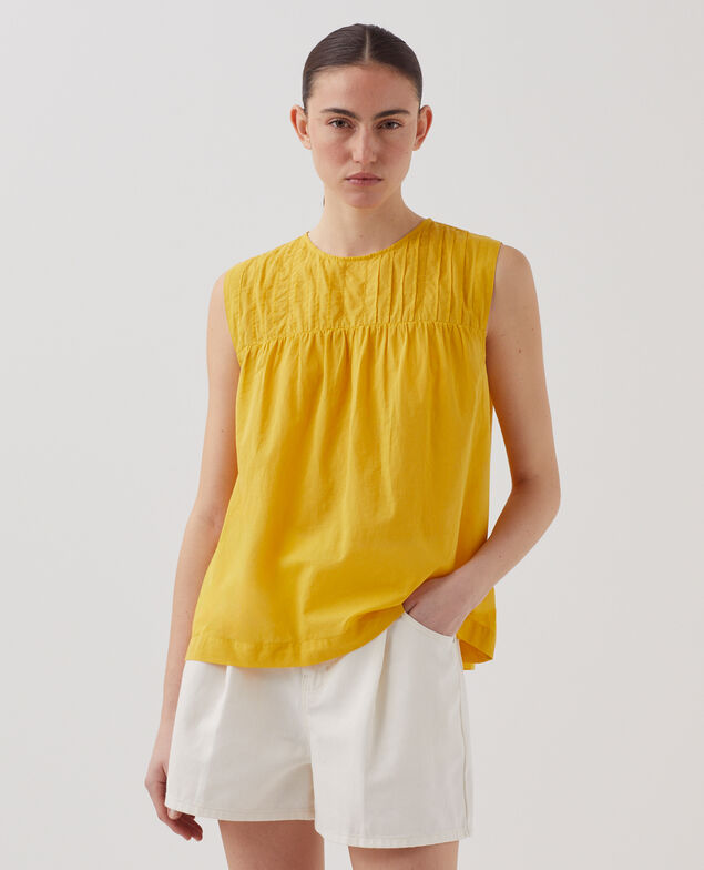 Ärmelloses Top aus Baumwollvoile J450 ceylon yellow