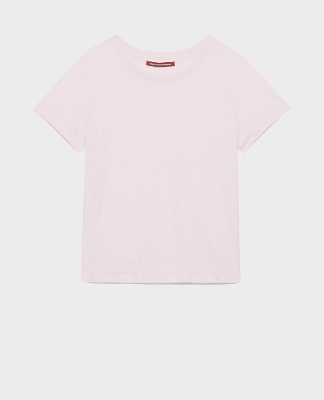 AMANDINE - T-Shirt mit Rundhalsausschnitt aus Leinen 0100 pink marshmallow