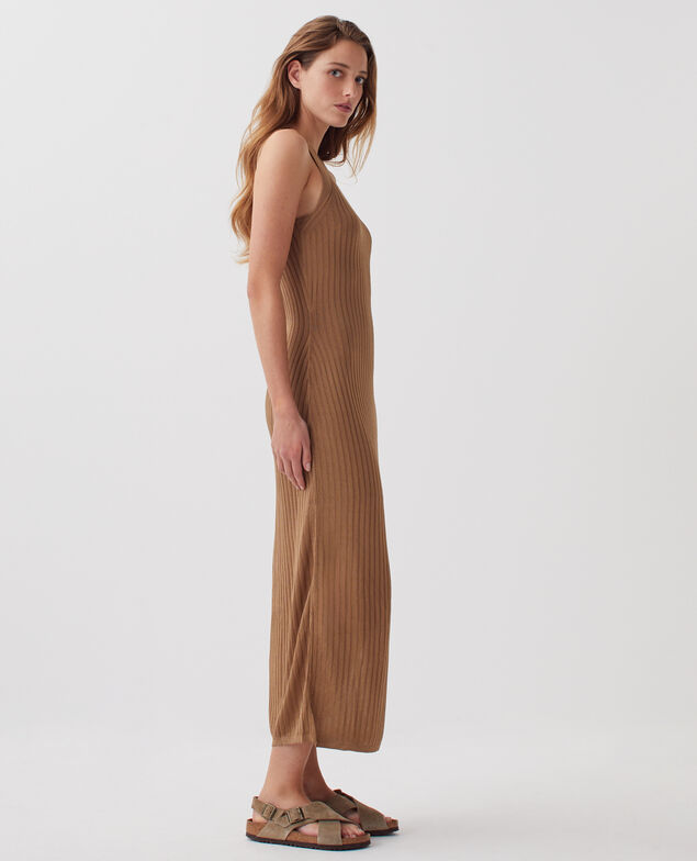 Langes Rippstrickkleid H330 tiger's eye