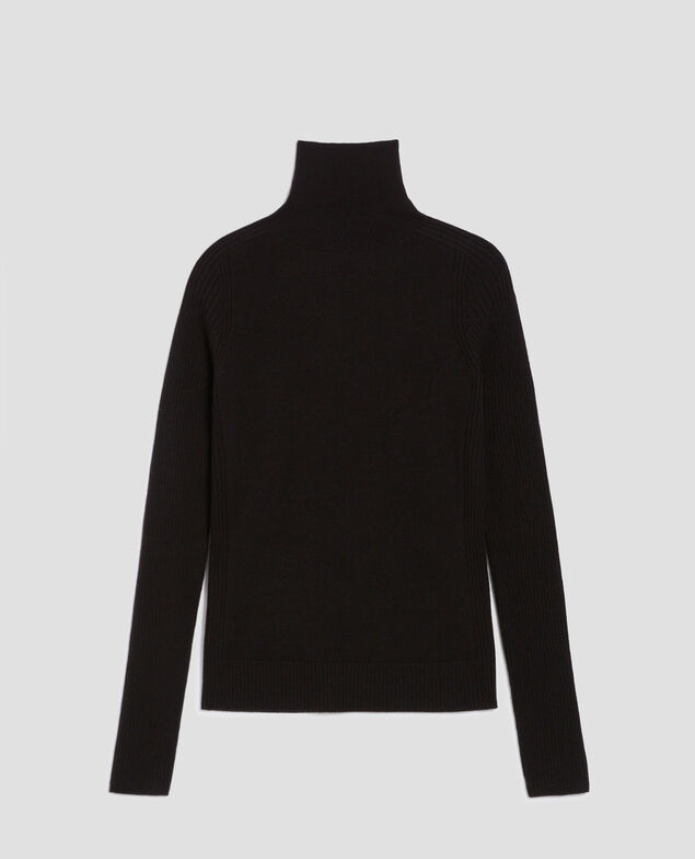 Taillierter Pullover aus Merinowolle H091 black beauty