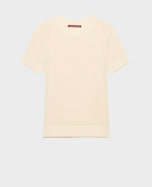 Kurzärmliger Pullover aus Baumwolle 0401 ivory