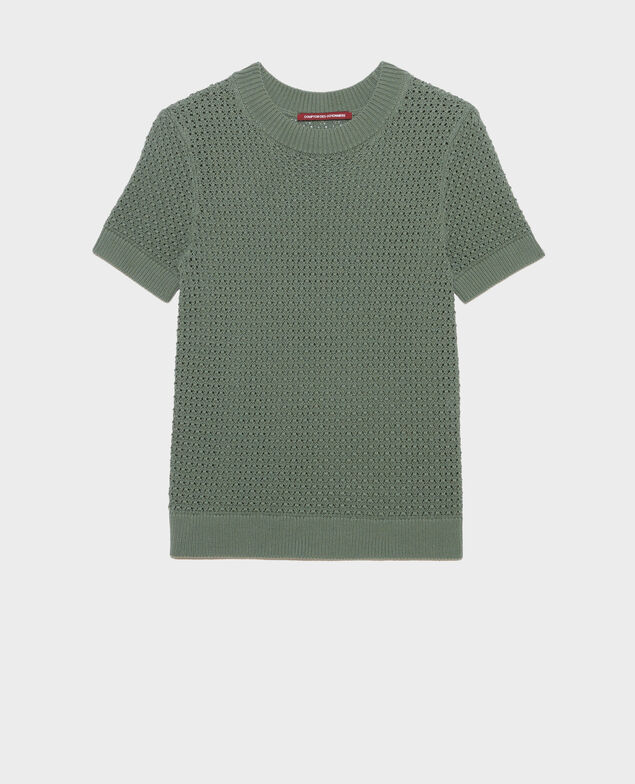 Kurzärmliger Pullover aus Baumwolle 0381 dark forest