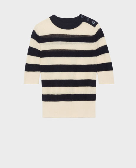 Kurzärmliger Pullover aus Leinen 0692 night_sky_stripes 3sju093l01