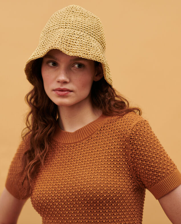 Kurzärmliger Pullover aus Baumwolle 0320 almond brown