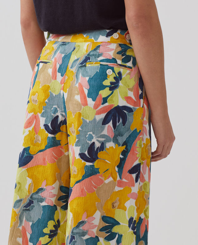YVONNE - Weite Hose aus Baumwolle 0430 palmeraie yellow