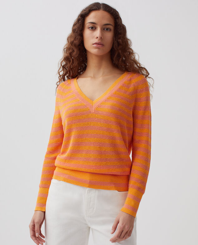 Pullover mit V-Ausschnitt aus Leinen H231 thin sheen
