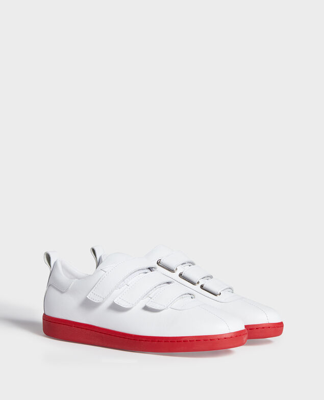Sneakers aus Leder mit Klettlaschen White fiery red