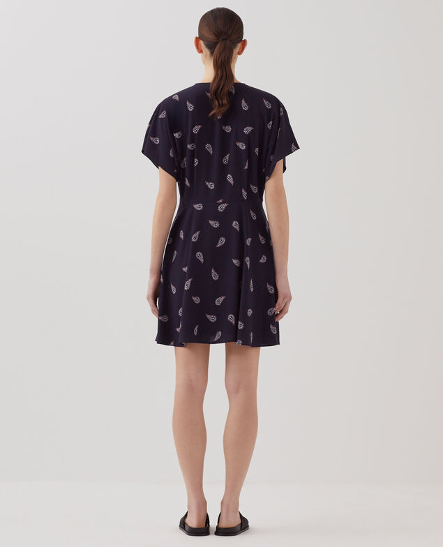 Kurzes Kleid mit fließendem Fall J693 ma paisley navy