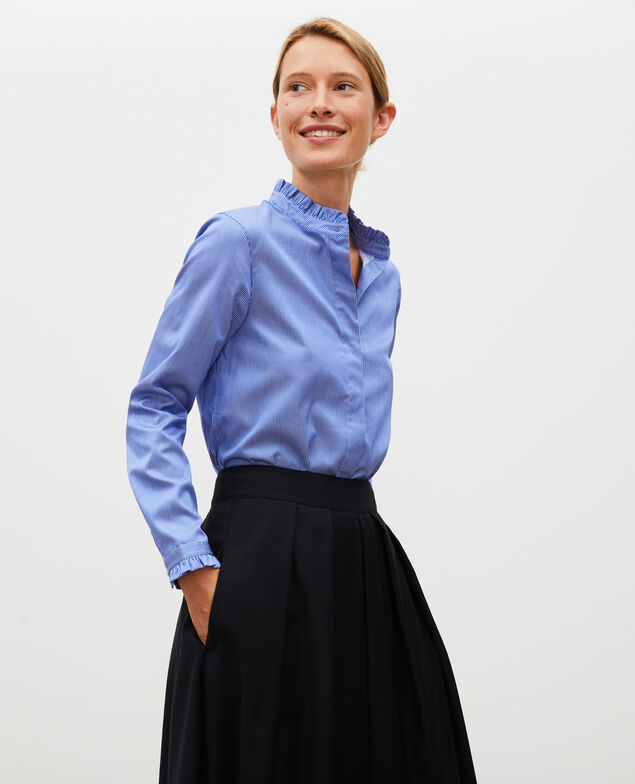  Baumwollbluse mit gerüschtem Stehkragen Blue as proto