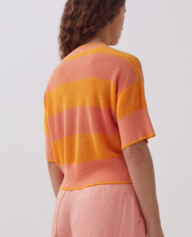 Cropped Pullover mit kurzen Ärmeln aus Leinen H230 large sheen