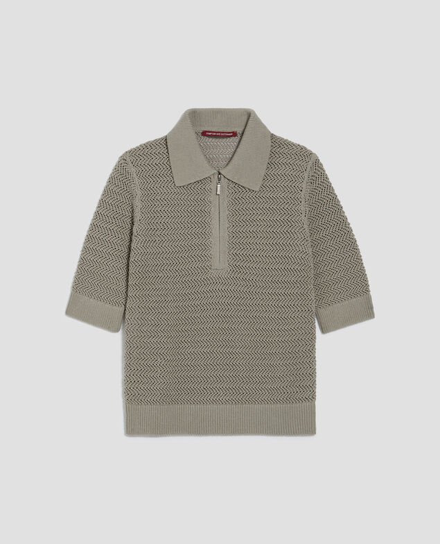 Baumwollpullover mit Polokragen mit Reißverschluss J050 shadow gray