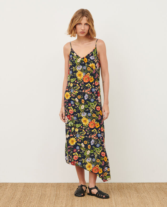 Asymmetrisches Kleid mit fließendem Fall 0684 navy herbier