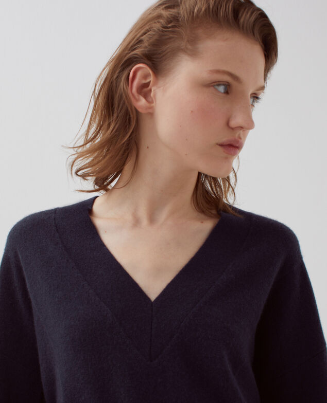 Pullover mit V-Ausschnitt aus Kaschmir H695 night sky