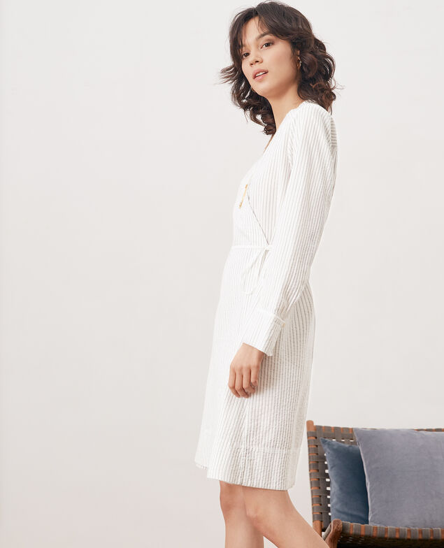 Gestreiftes Cache-coeur-Kleid Off white/navy stripes