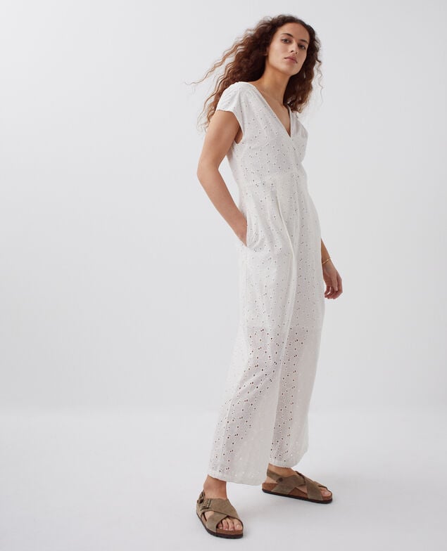 Jumpsuit mit Lochstickerei H003 white