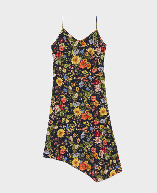 Asymmetrisches Kleid mit fließendem Fall 0684 navy herbier