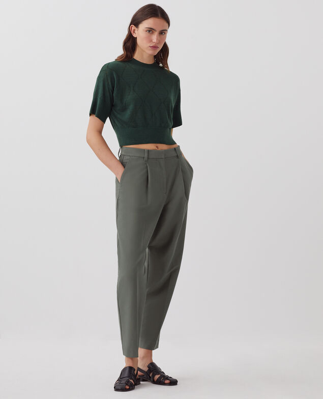 Kurzer Kurzarmpullover J590 spruce green