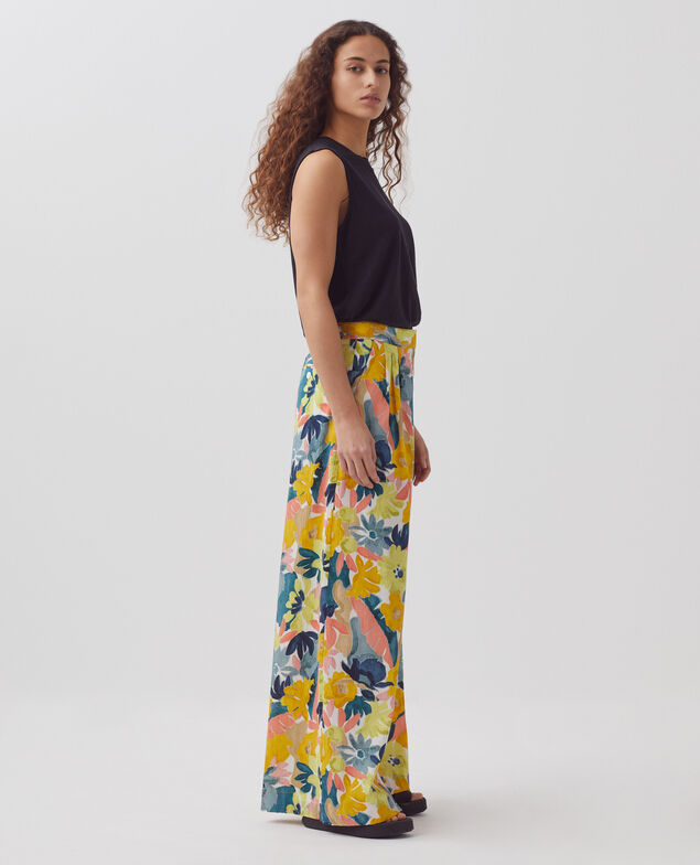 YVONNE - Weite Hose aus Baumwolle 0430 palmeraie yellow