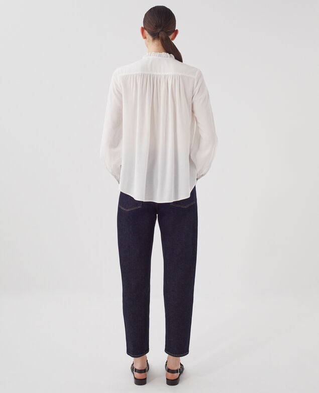 Bluse mit Volant-Details H013 gardenia