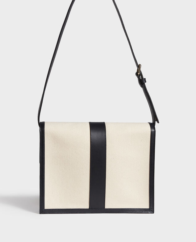 Tasche mit Klappe aus Stoff und Leder Gardenia maritime blue