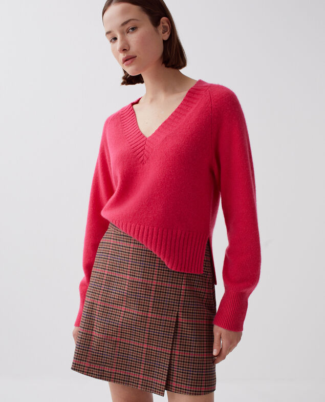 Kurzer Rock I121 check pink