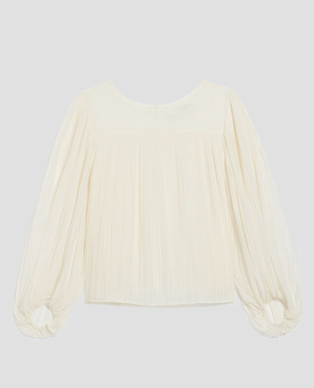 Fließende Plissee-Bluse I012 papyrus creme