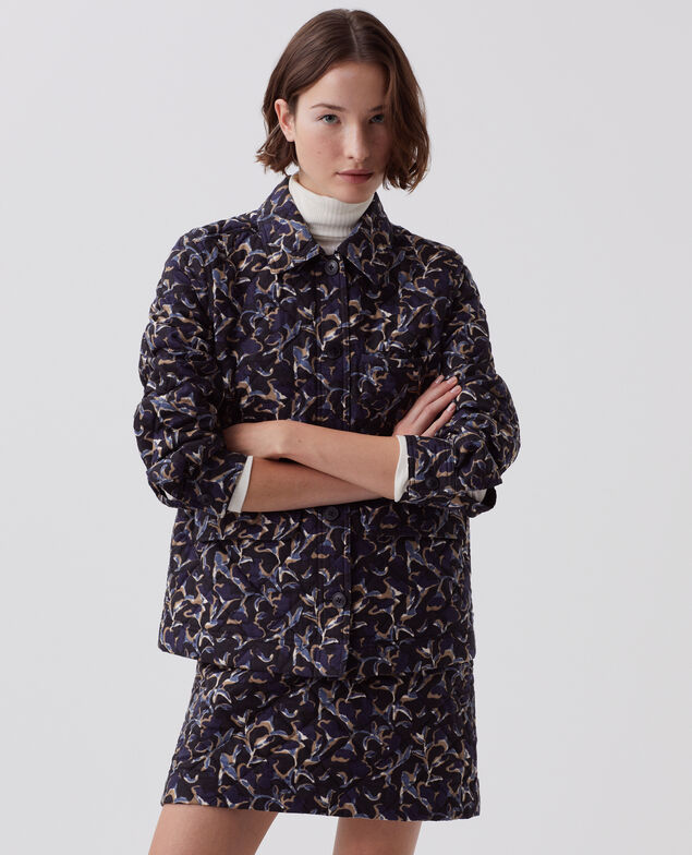 Gesteppter Rock aus Baumwolle I686 new fl ikat navy