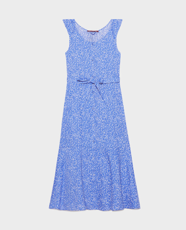 Ausgestelltes Kleid aus Leinen 91 print blue