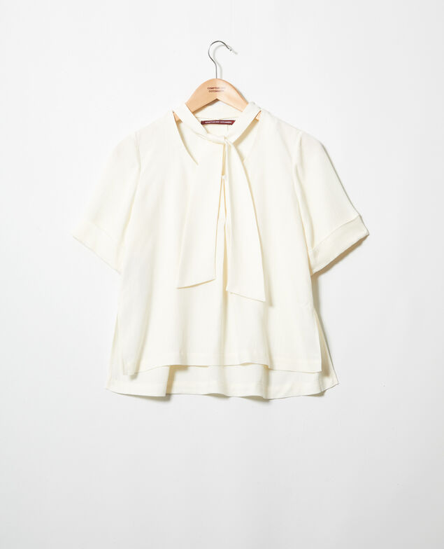 Bluse mit abnehmbarem Band Off white