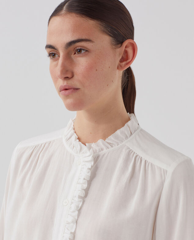 Bluse mit Volant-Details H013 gardenia