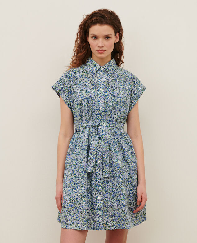 Kurzes Kleid aus Baumwollvoile 7050 92_print_blue