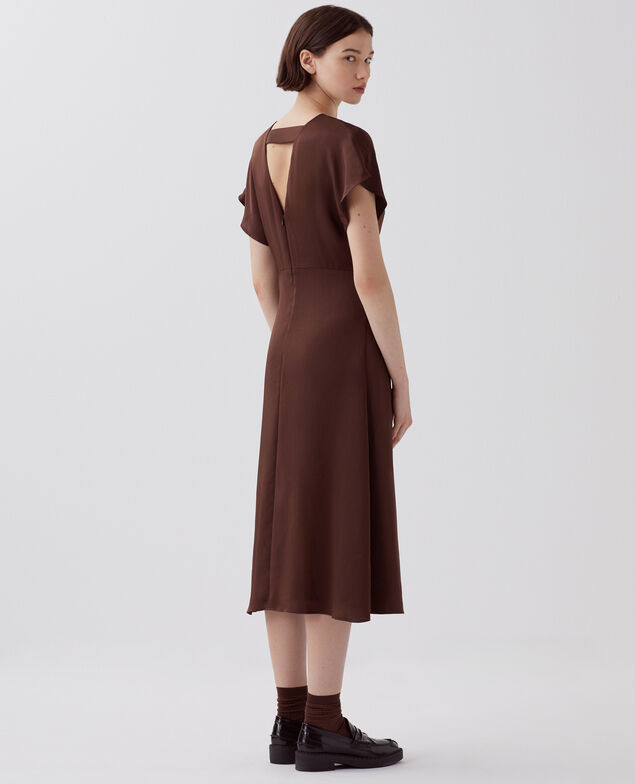 Fließend fallendes Kleid mit seidigem Griff I390 coffee bean
