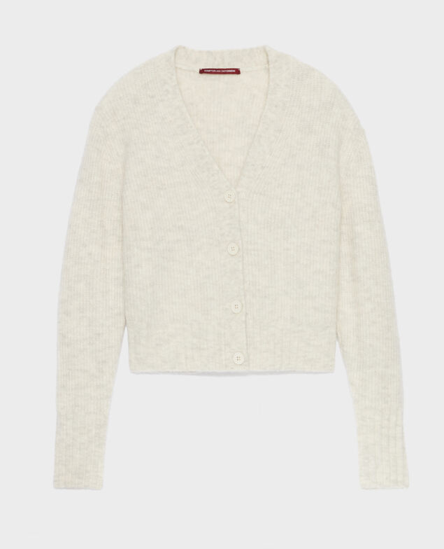 Cardigan aus Alpakamischwolle A009 white knit 3wca050w38