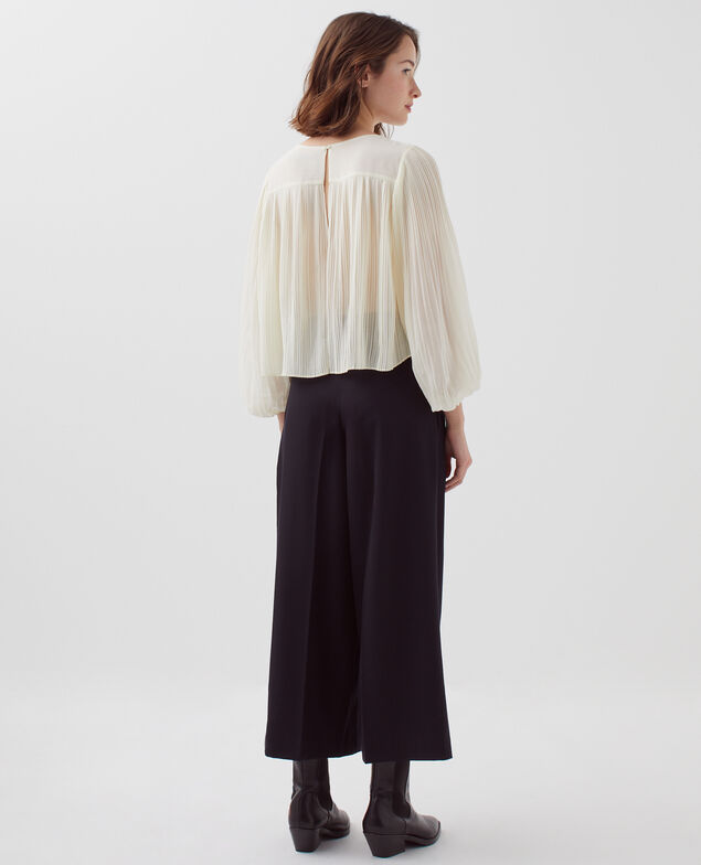 Fließende Plissee-Bluse I012 papyrus creme