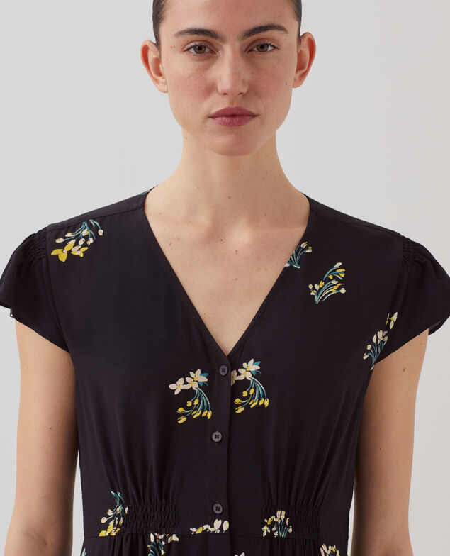 LUDIVINE - Langes fließendes Kleid J091 fl bouquet black