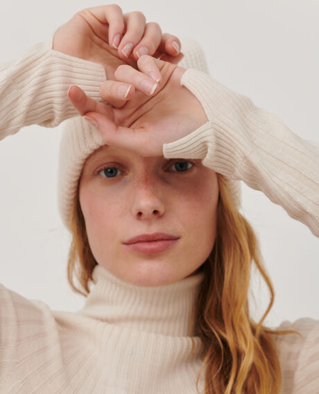 Rollkragenpullover aus Merinowolle 8843 00 white 2wju048w20