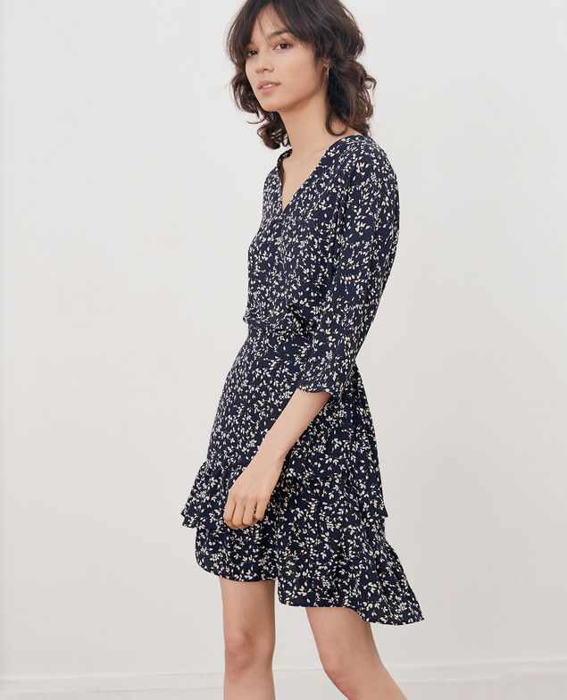Bedrucktes Cache-coeur-Kleid Canopee marine