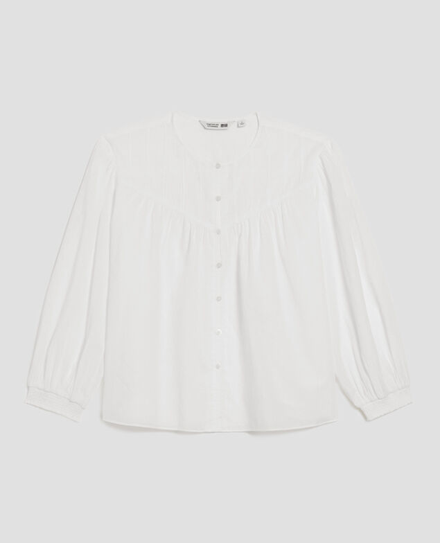 Bluse aus Baumwollvoile H013 gardenia
