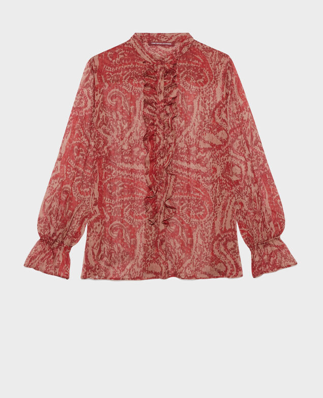 Langarmbluse A182 print ikat wine